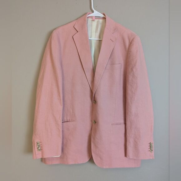Michael Kors Men’s Blazer 41 Pink Cotton Sport Coat Classic Fit Lightweight Prep - Picture 1 of 11